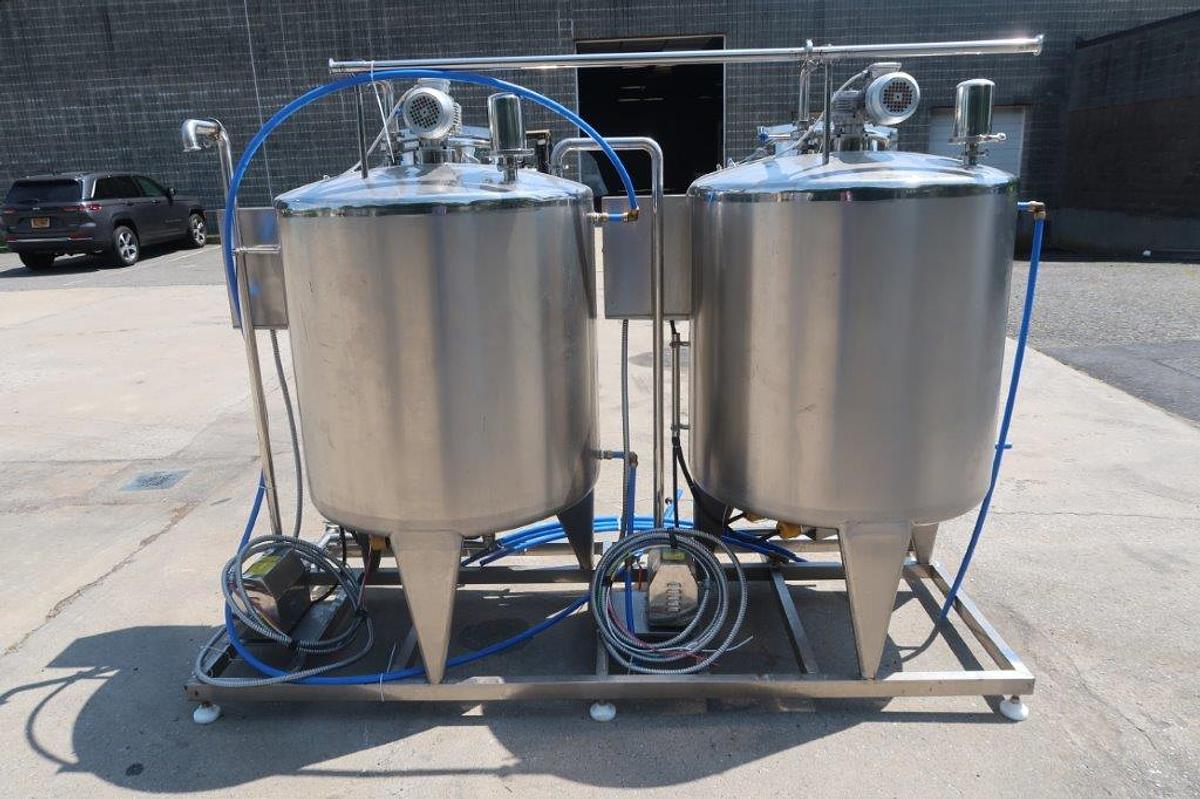 Used Unnico Dual Tank Electric Pasteurizing Mix Tanks, 150 Gallon Each
