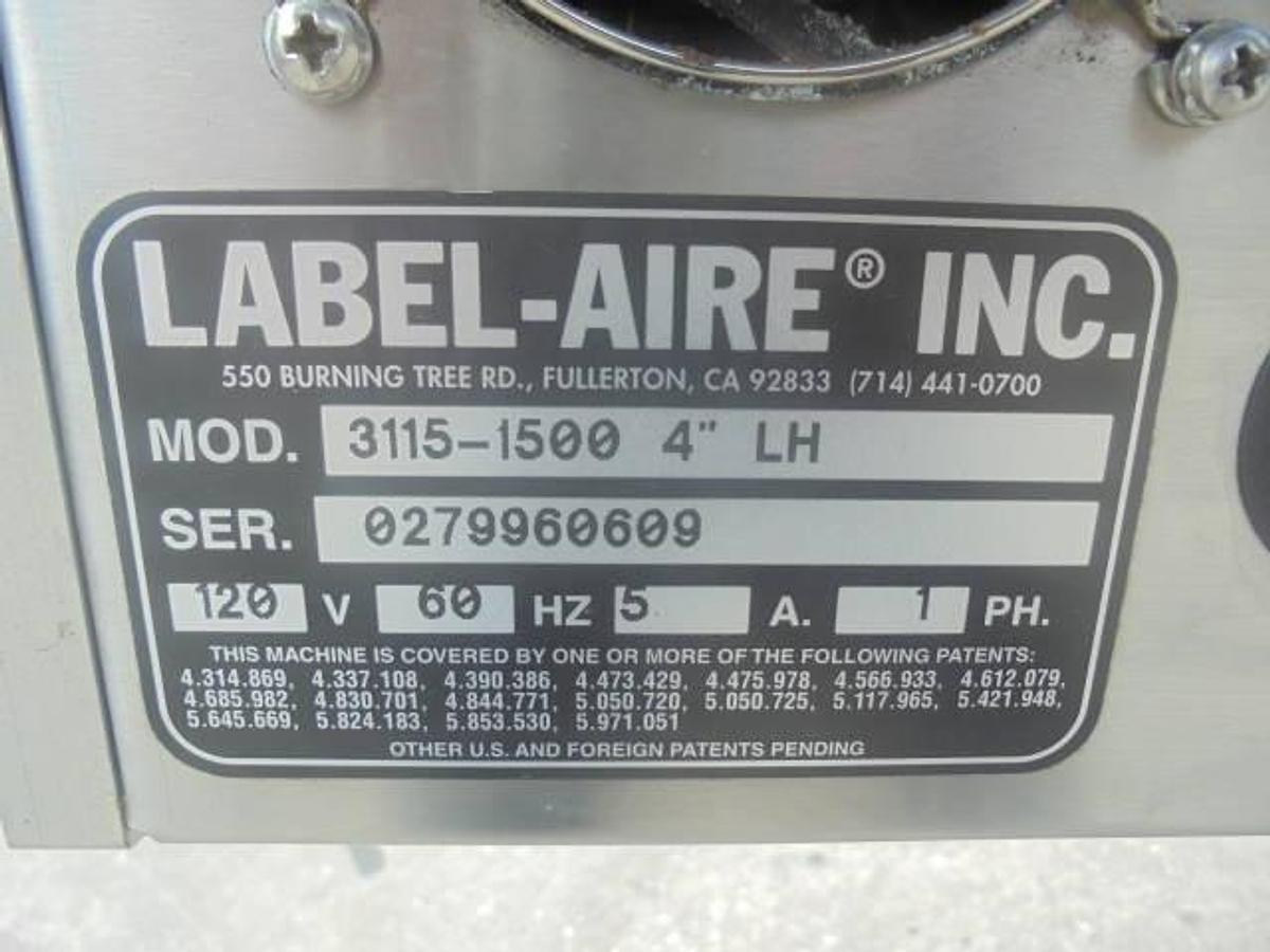 Used Label-Aire 3115 Pressure Sensitive Label Applicator, Single Phase