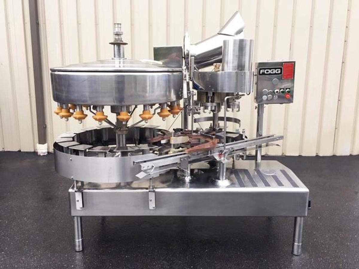 Used Fogg 18 Valve Bottle Filler with 4-Head Screw Capper