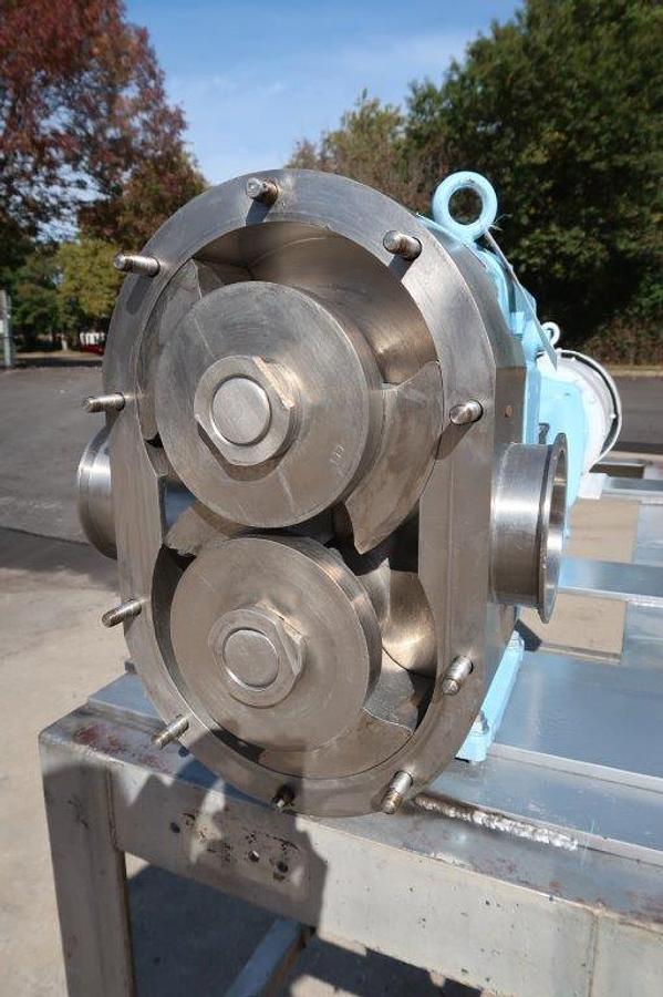 Used Waukesha Model 220 SS Positive Displacement Pump,  4 In.Tri-Clamp Ports, 15 HP Varispeed