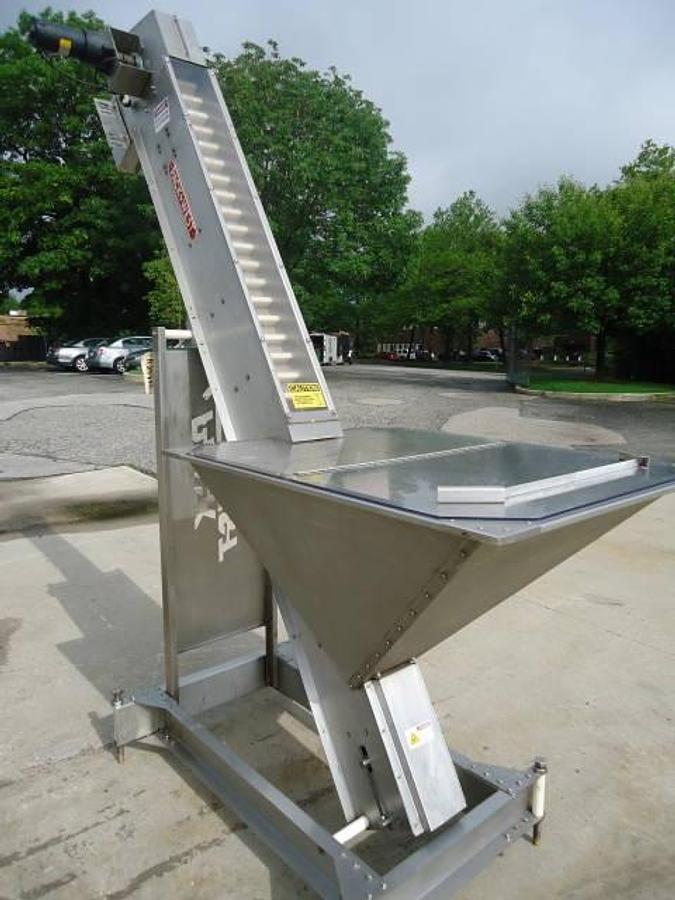 Used Pack West Cap Feeder/Elevator, 96 In. Discharge Height, Stainless Steel