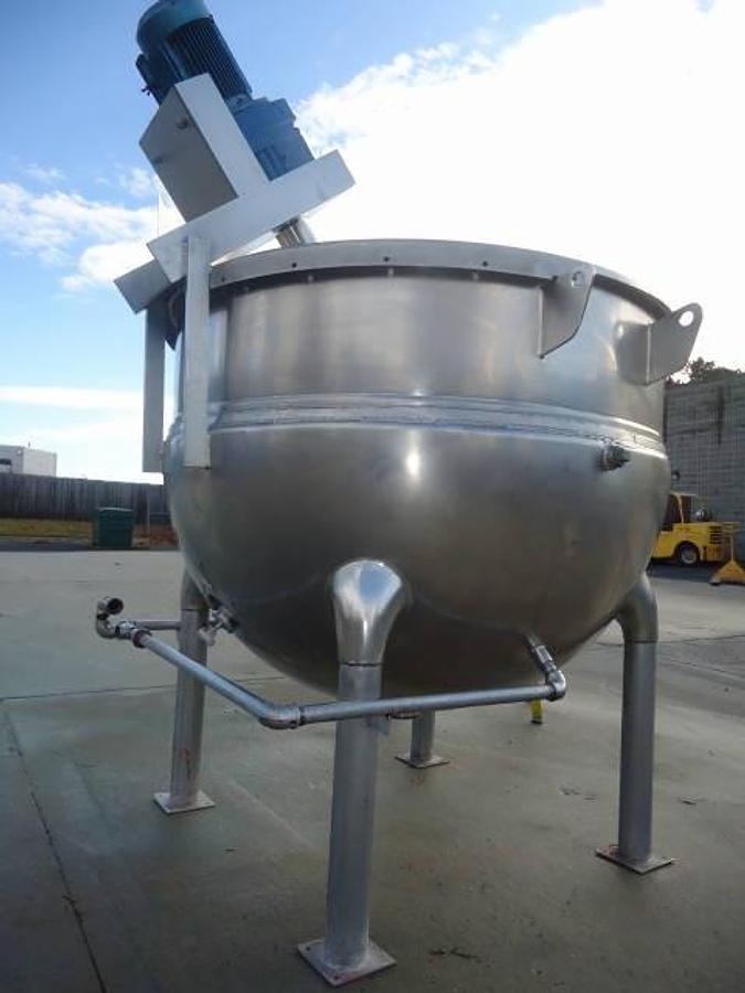 Used 350 Gallon 316 Stainless Steel Jacketed Inclined Agitated Mix Kettle