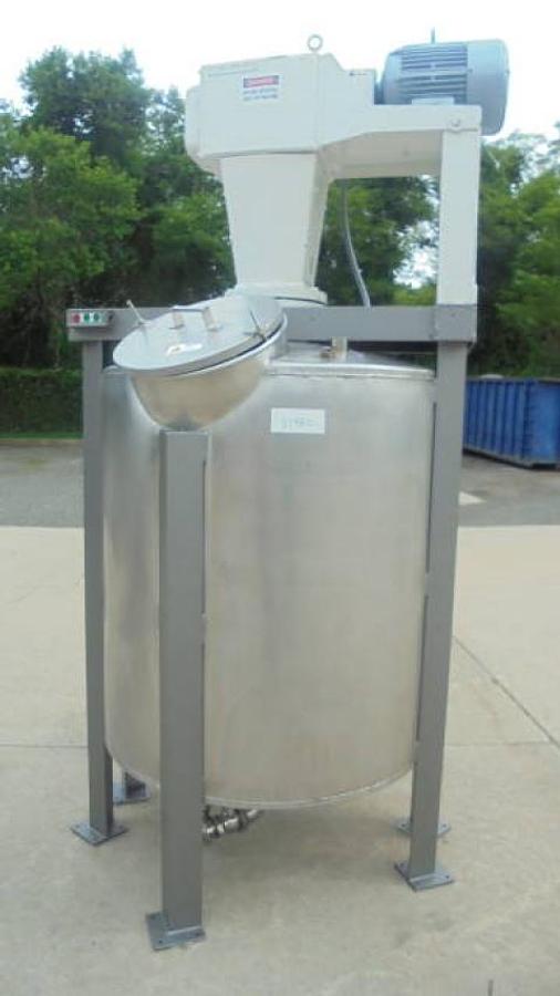 Used 350 Gallon Stainless Closed Top Vertical Mix Tank, 5HP, XP