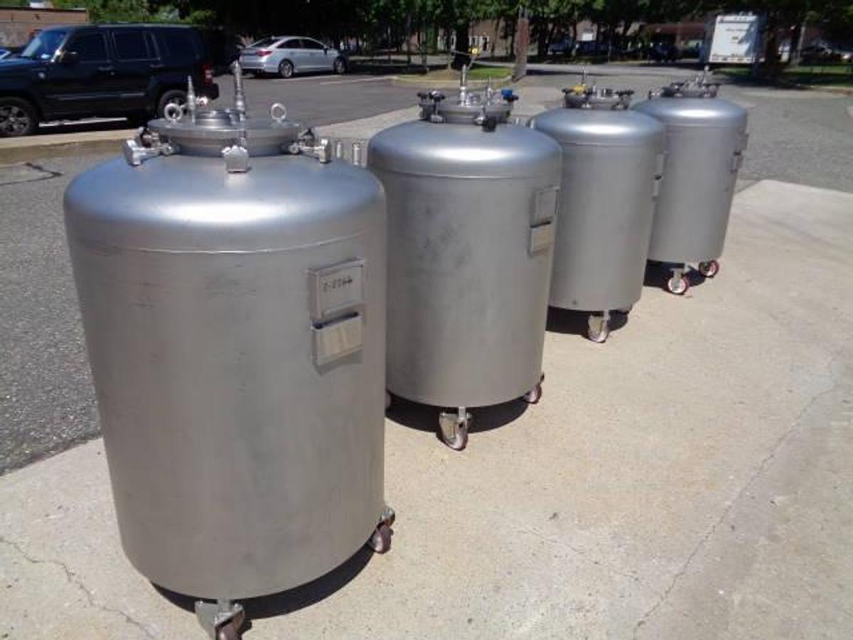 Used 200 Liter Bowa 316 Stainless Electrically Self Contained Jacketed Pressure Tanks (2) Portable