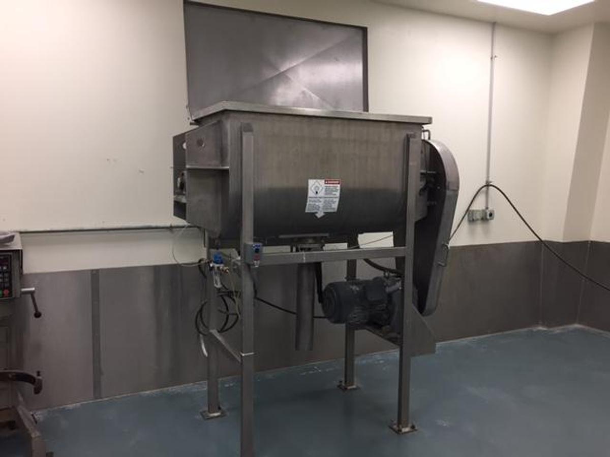 Used 15 Cu.Ft. Aaron Stainless Steel Ribbon Blender, Center Bottom Discharge
