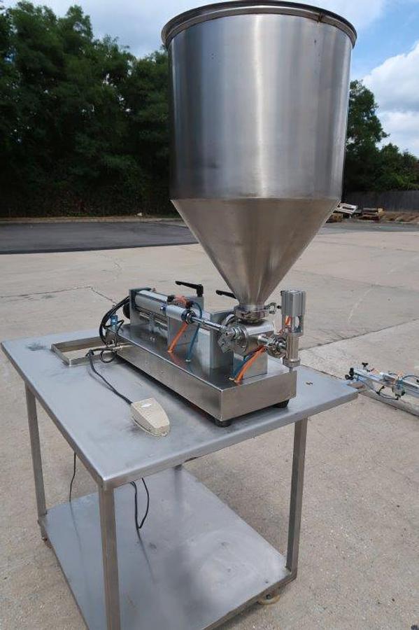 Used GPTG Tabletop Air Operated Semi-Automatic Piston Filler, 250mL Maximum Fill