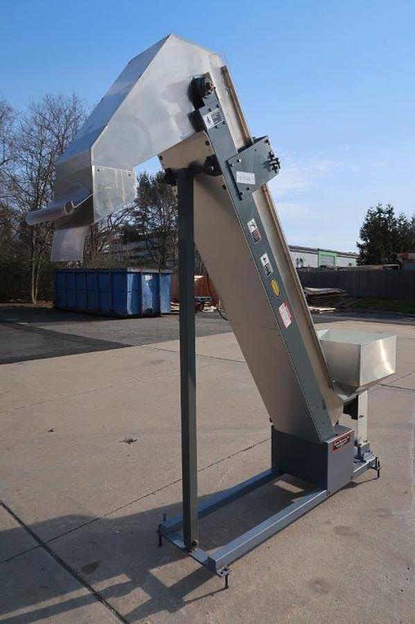 Used Hytrol 12 In. Wide Inclined Cleat Belt Conveyor/Feed, 80 In. Discharge Height