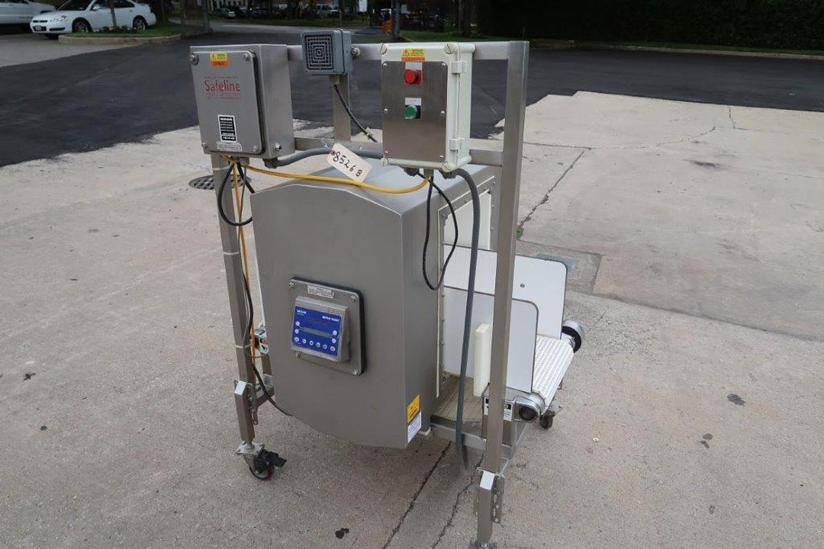 Used Safeline Conveyorized Metal Detector, 14 inch by 21 inch Aperture