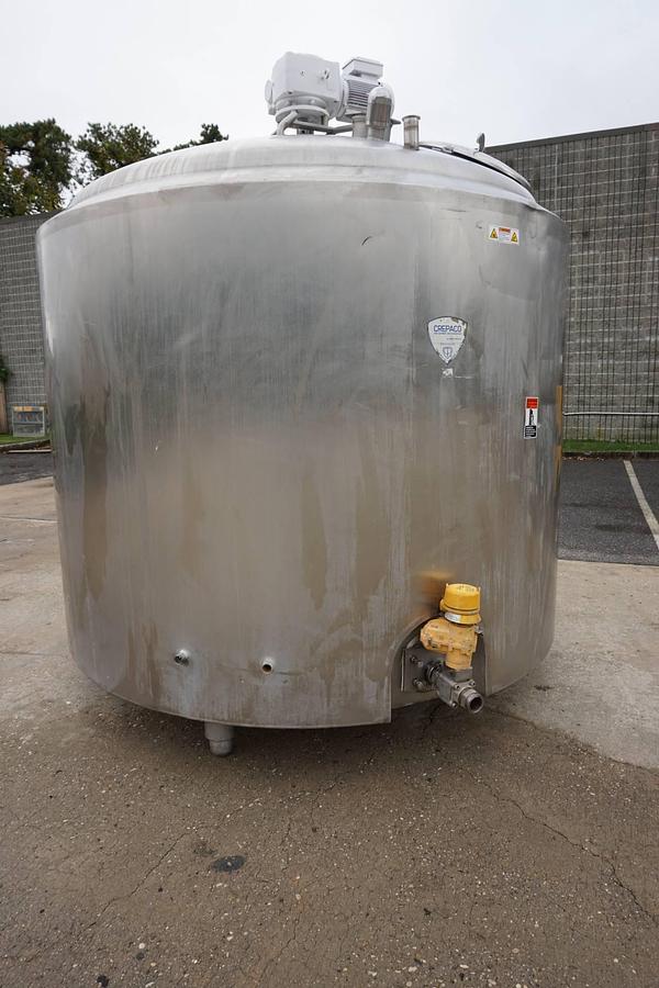 Used 1,600 Gallon Crepaco Stainless Steel Sweep Agitated Tank, 75 PSIG Jacket