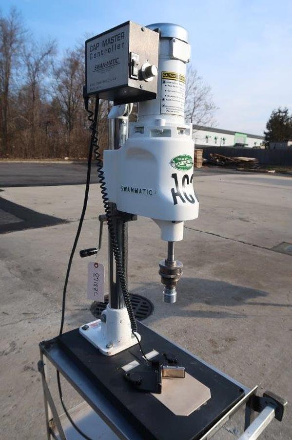 Used Swanmatic C300 Portable Tabletop Semi-Auto Capper, Variable Speed