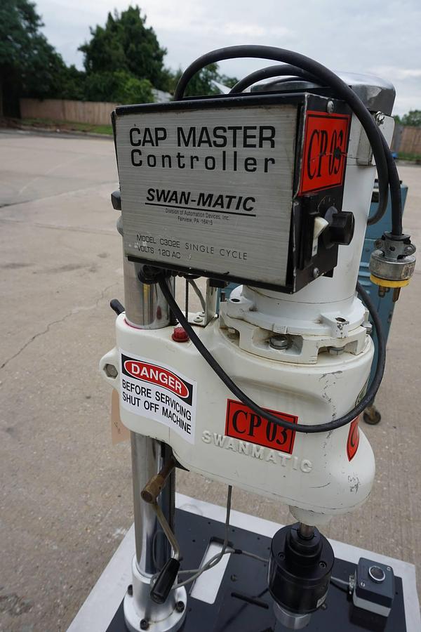 Used Swanmatic C300 Tabletop Capping Machine, Variable Speed