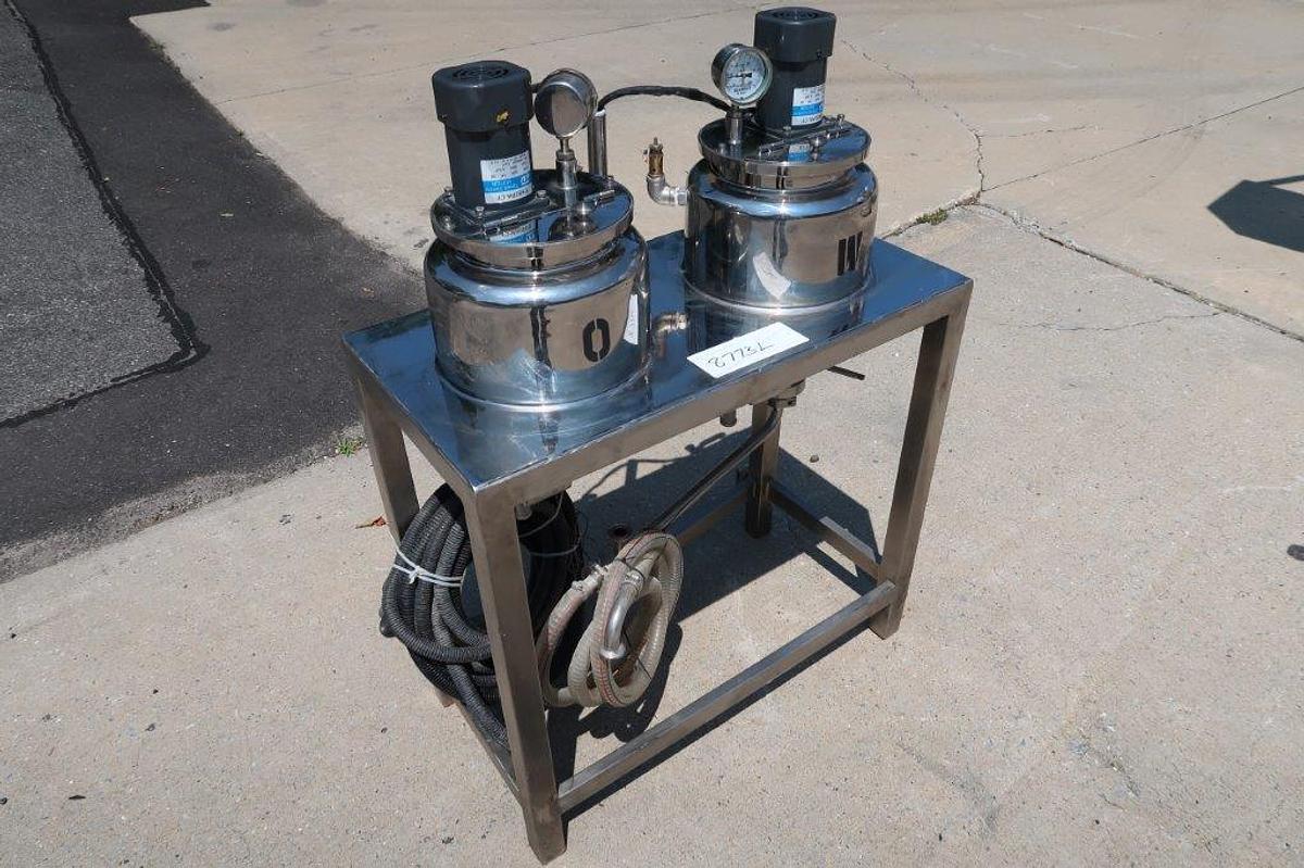 Used Battery of Two 1 Gallon SS Jacketed Mix Tanks/Kettles