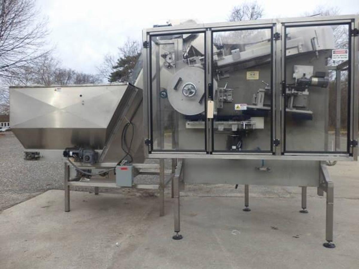 Used New England Machinery NEHA-48 Plastic Bottle Unscrambler With Elevator