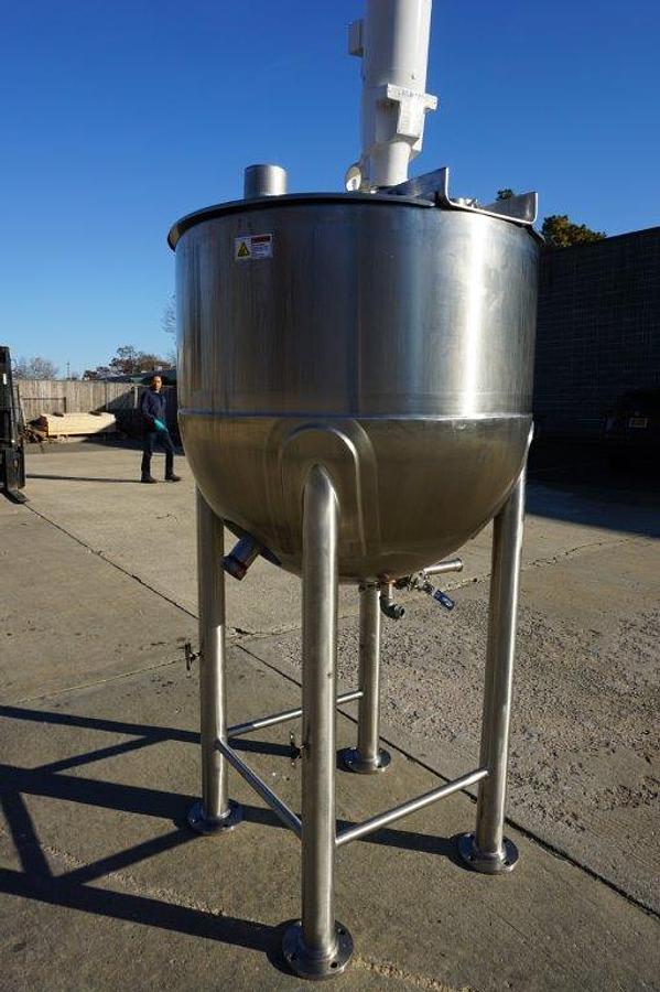 Used 100 Gallon Lee Type 316 SS Hemispherical Kettle, 90 PSI Jacket