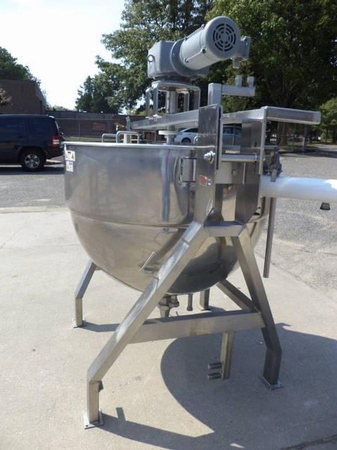 Used 200 Gallon Lee 316 Stainless Steel Jacketed Scraper Kettle, 125 PSI Jacket-