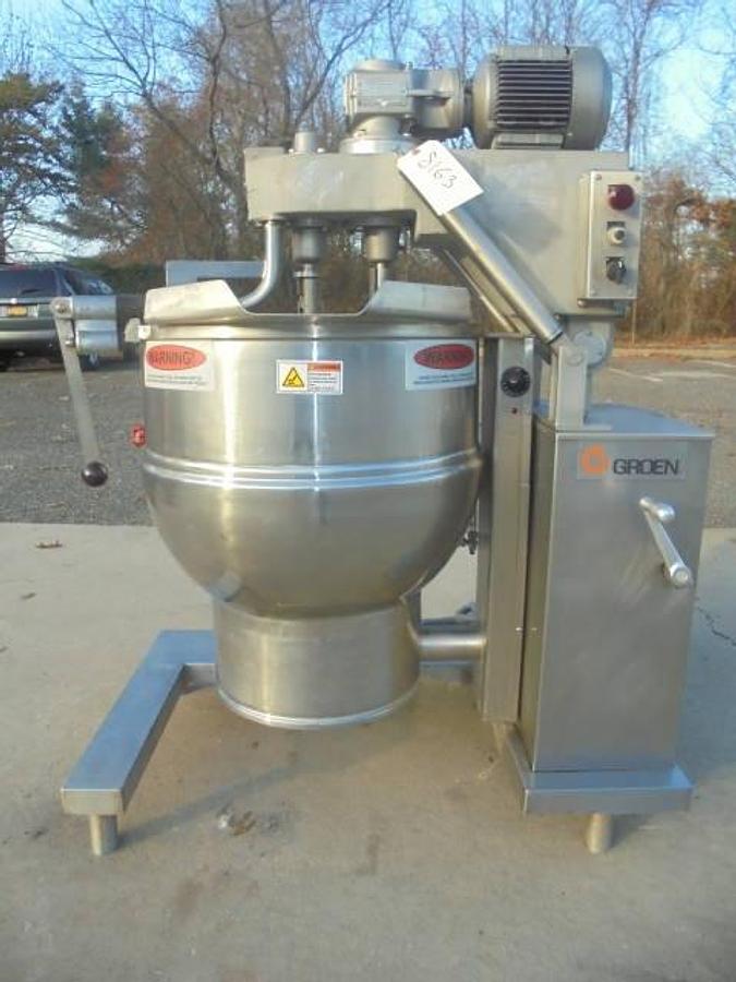 Used 40 Gal Groen self-contained electric twin action kettle, tilt discharge, 316 SS