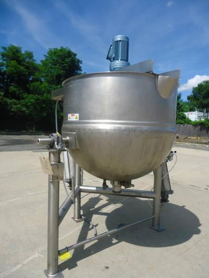 Used 150 Gallon 316 Stainless Steel Tilt Ketle With Scraper Agitation, 125psi Jacket
