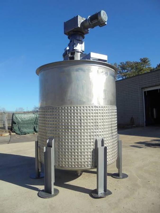 Used 1,500 Gallon 316 Stainless Dimple Jacketed Scraper Agitated tank with Secondary Agitation