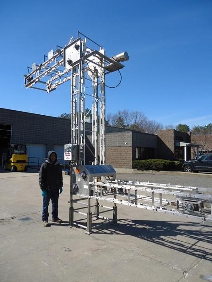 Used Conveyor Technology Stainless Steel Bucket Elevator, 14 foot discharge height