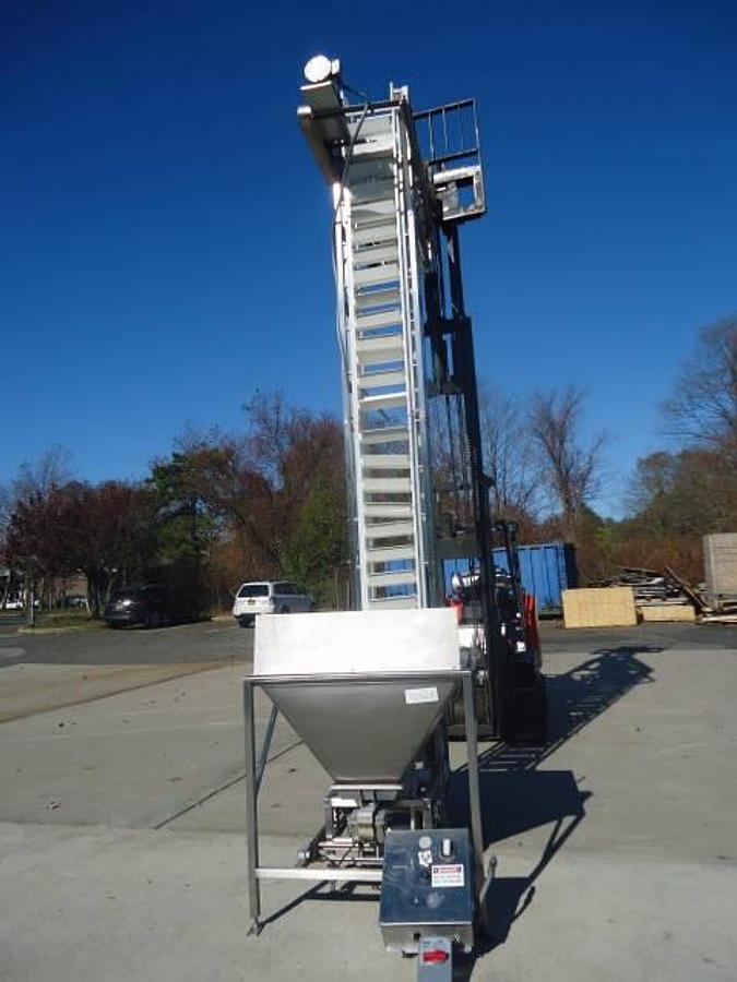 Used 15 Ft. High Stainless Steel Bucket Elevator, 6 In. X 12 In. Buckets