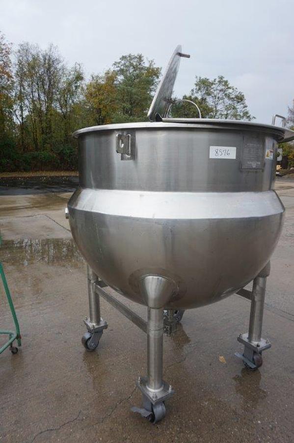 Used 250 Gallon Hamilton 316SS Hemispherical Kettle, 90 PSI Jacket