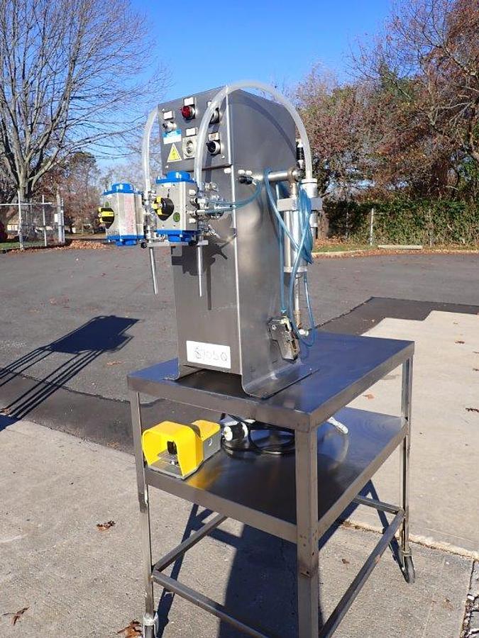 Used ALS Packaging Solutions Tabletop Twin Piston Filling Machine, All Stainless Steel
