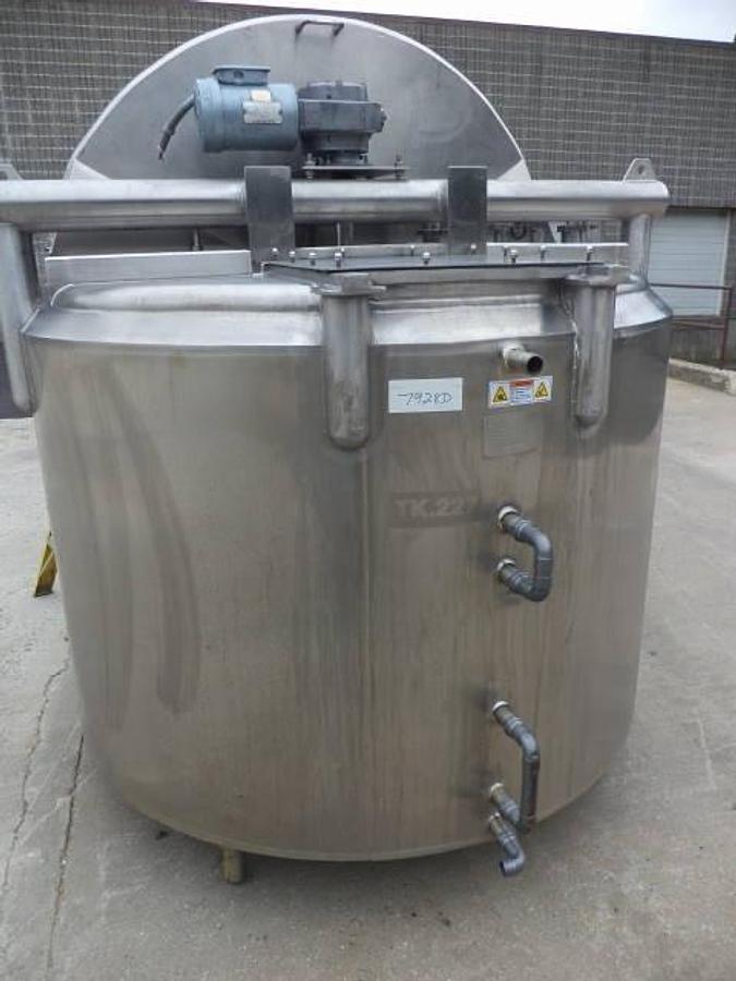 Used 600 Gallon Cherry Burrell Stainless Steel Mix Tank, 100 PSI Jacket