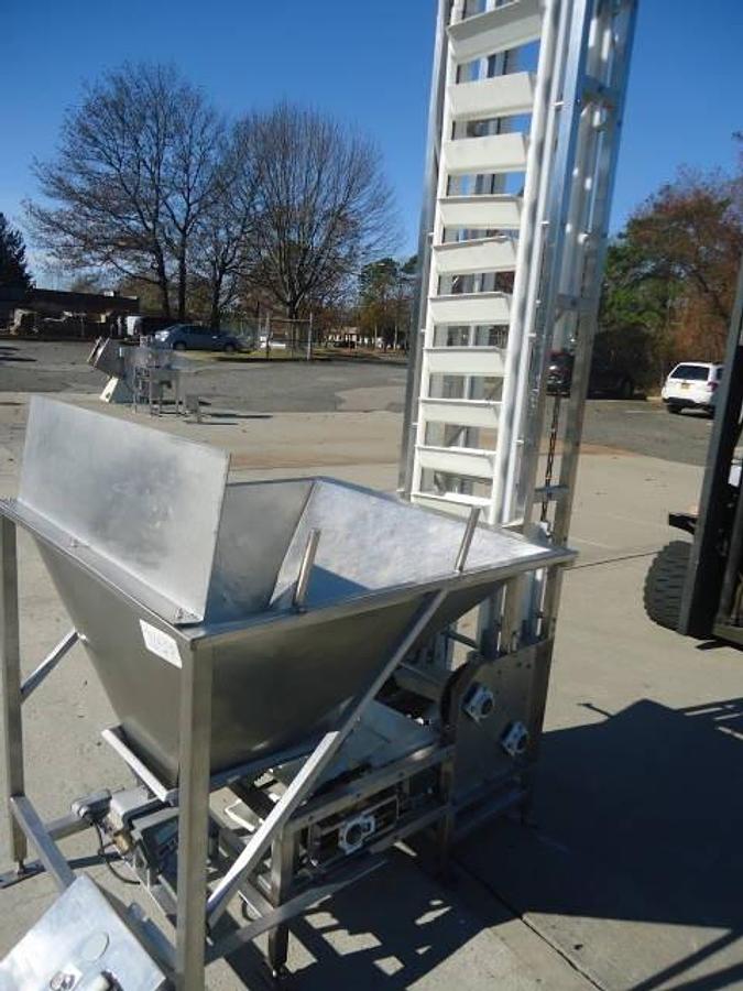 Used 15 Ft. High Stainless Steel Bucket Elevator, 6 In. X 12 In. Buckets