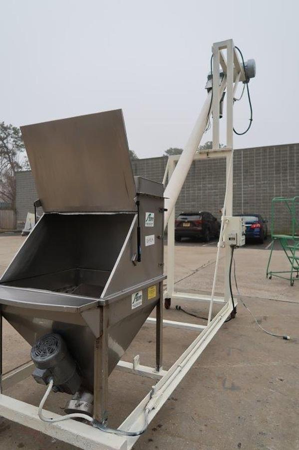 Used AIM 6 In. Diameter Inclined Flexible Screw Conveying System, Portable
