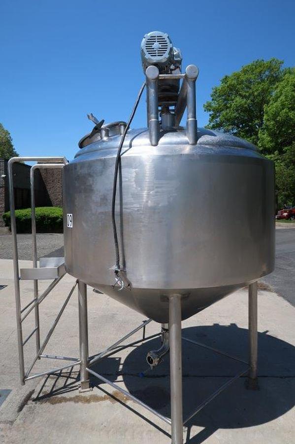 Used APV/Crepaco 600 Gallon 316 Stainless Jacketed Closed Mixing Kettle/Tank,  100 PSI Jacket