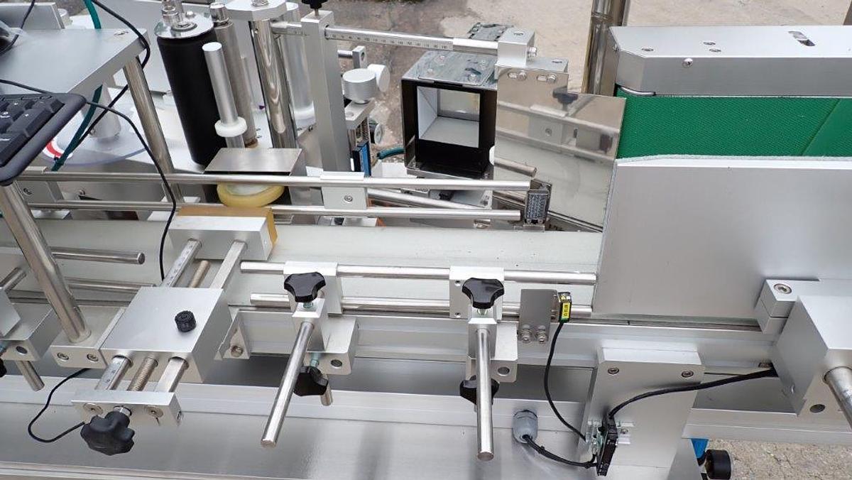 Used Sky Machines Auto Pressure Sensitive Labeler, with Markem Coder