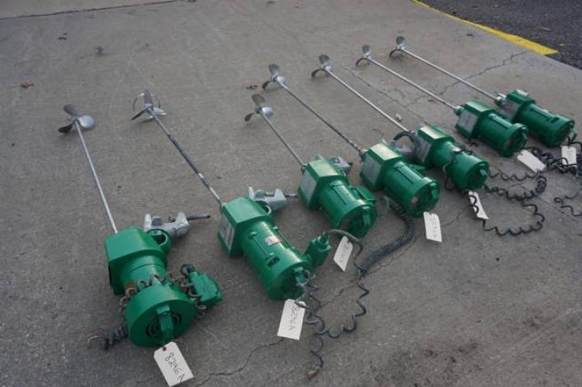 Used Lightnin 3/4 HP Clamp On Geared Down Prop Mixers, (6)