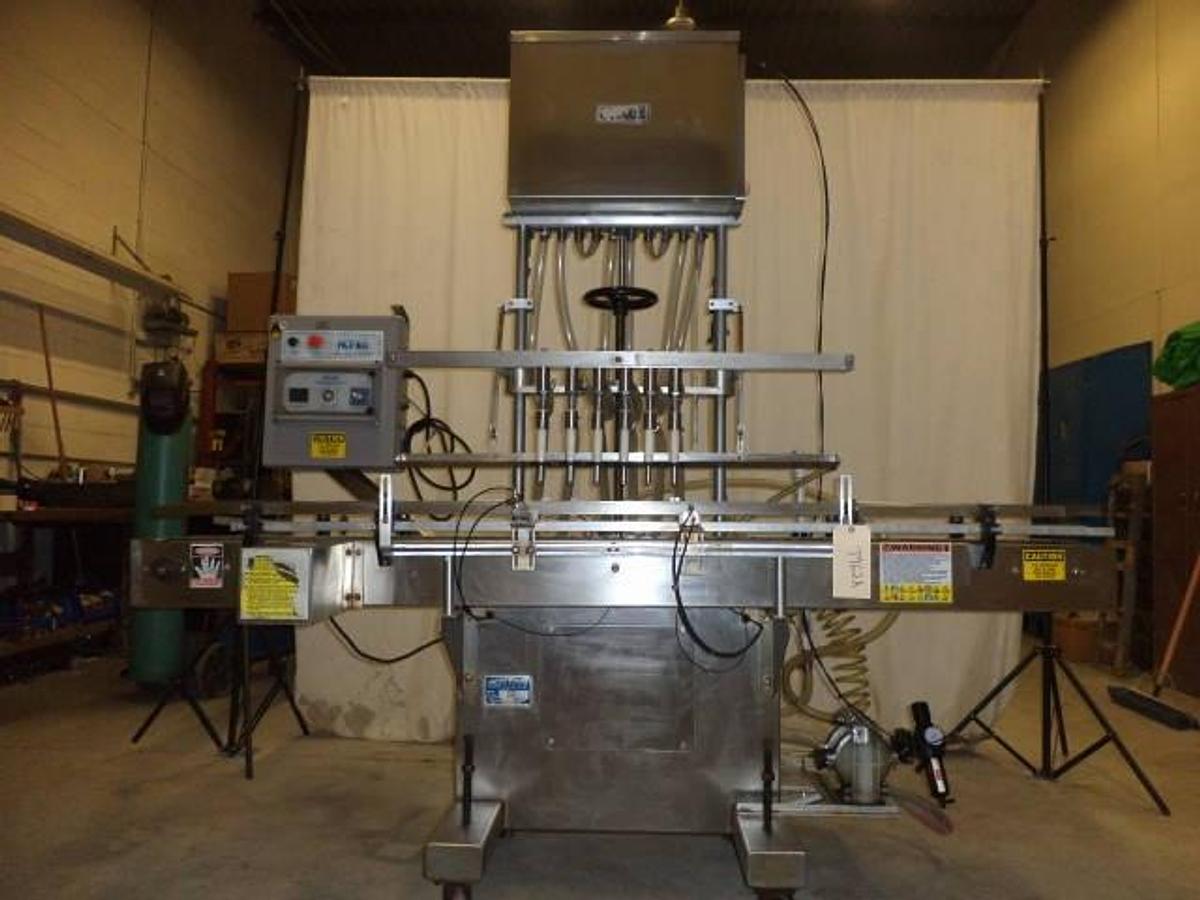 Used Kaps-All/Filz-All Automatic Gravity Overflow Liquid Filler