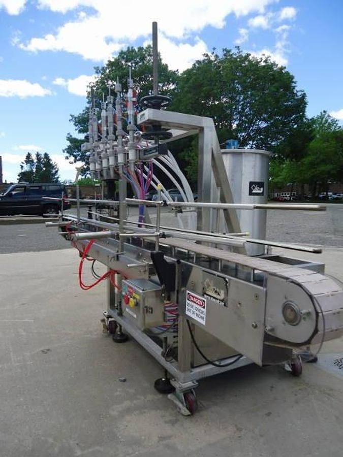 Used Oden Pro/Matic Six Head Automatic Filler, Stainless Steel