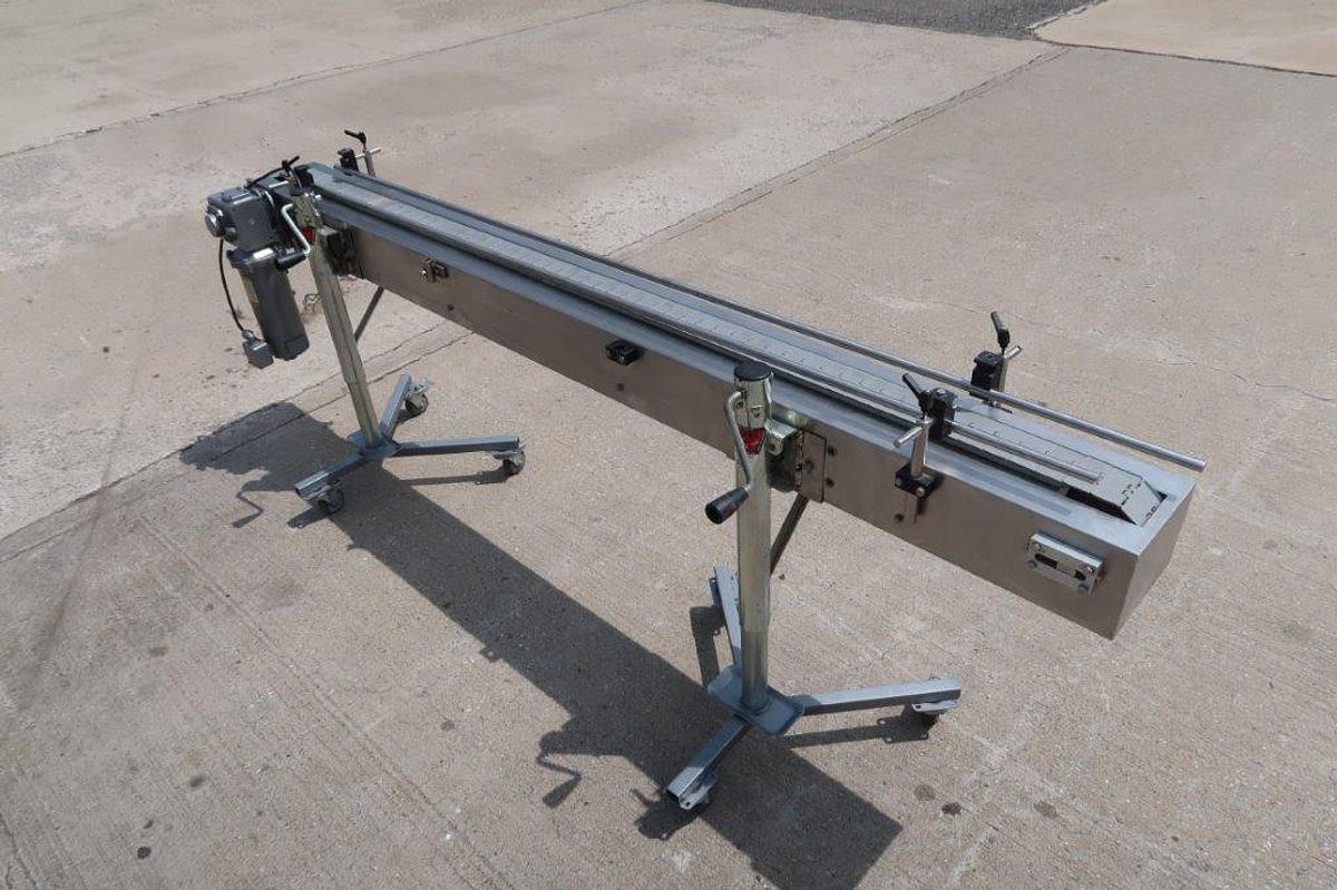 Used AFI 8 Ft. Long Motorized Bottle Conveyor