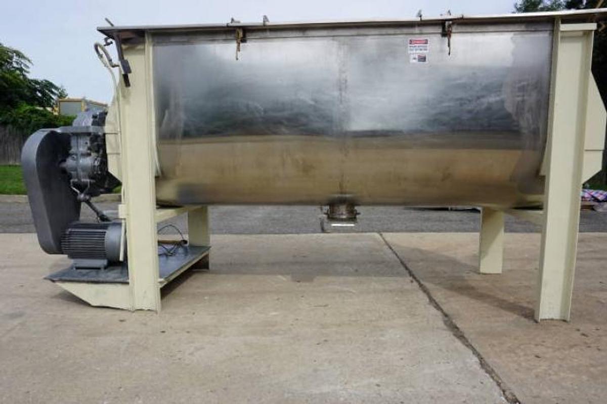 Used 120 Cu. Ft. Gurdin Stainless Steel Double Ribbon Blender, 25 HP motor