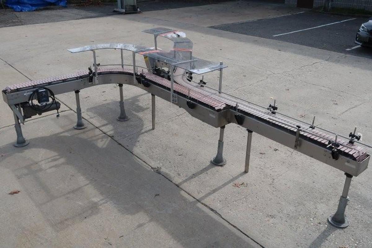 Used Y Shaped Stainless Motorized Bottle Conveyor, 180 In. Long