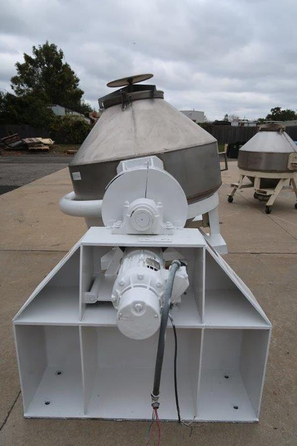 Used 20 CF Komline Sanderson Stainless Steel Double Cone Blender, with Interchangeable Tanks