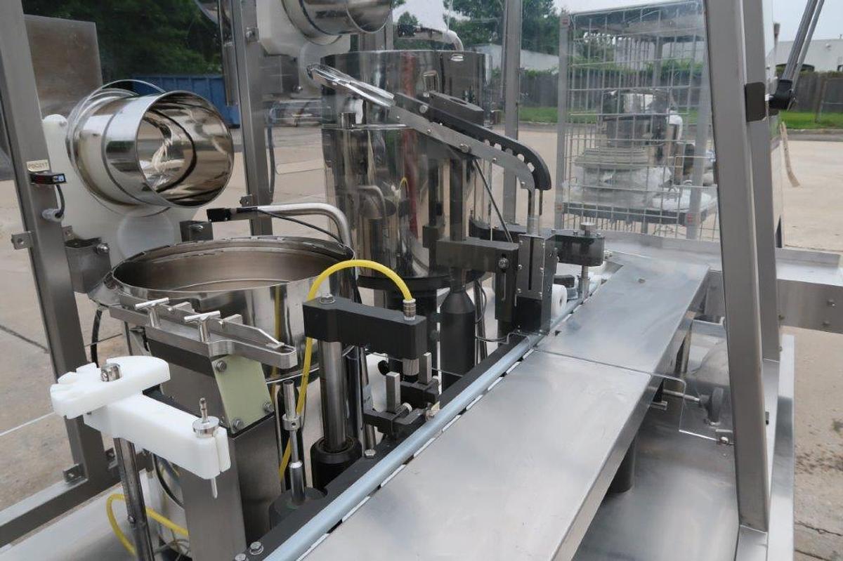 Used M & O Perry Industries P1510 Vial Liquid Filling, Stoppering and Crimp Capping Machine
