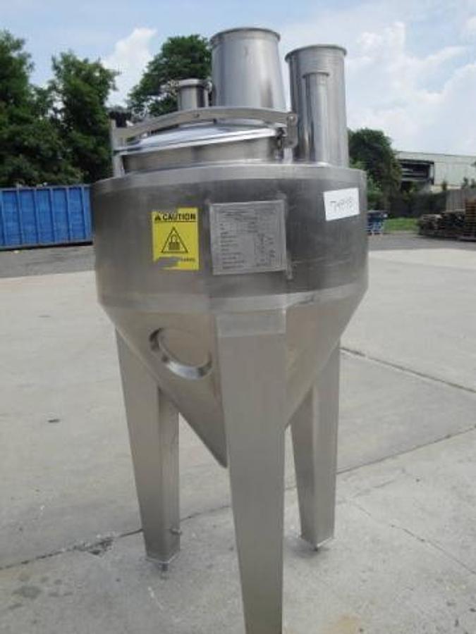 Used 50 Gallon Regev 304l Ss Cone Bottom “Flash” Tank