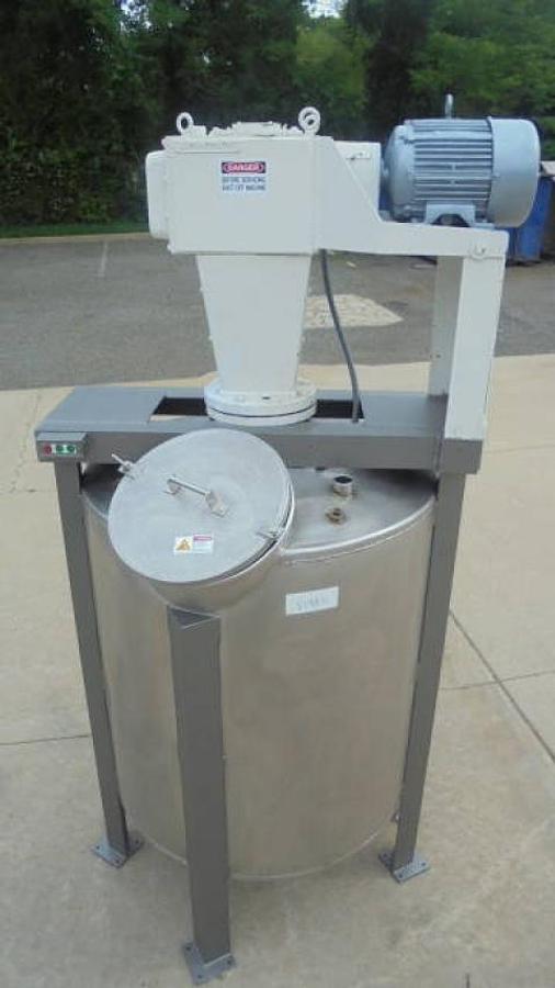 Used 350 Gallon Stainless Closed Top Vertical Mix Tank, 5HP, XP