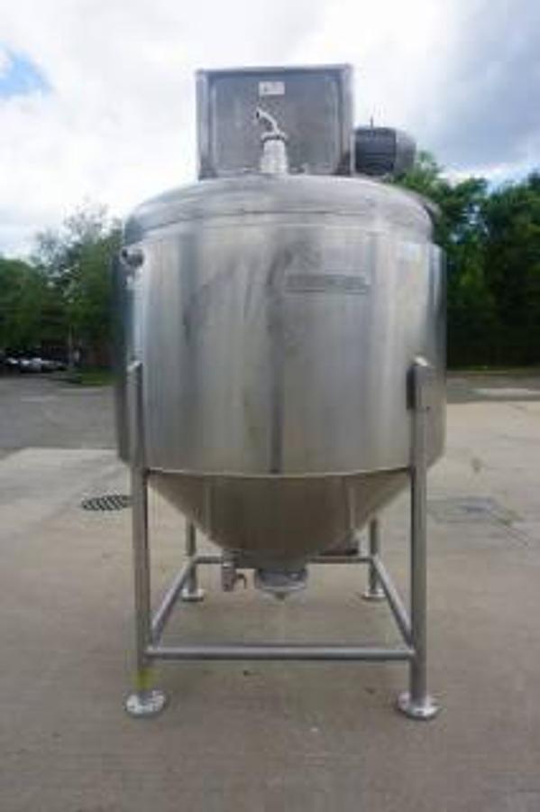 Used 500 Gallon Casale Stainless Jacketed Scraper Agitated Kettle, Cone Bottom