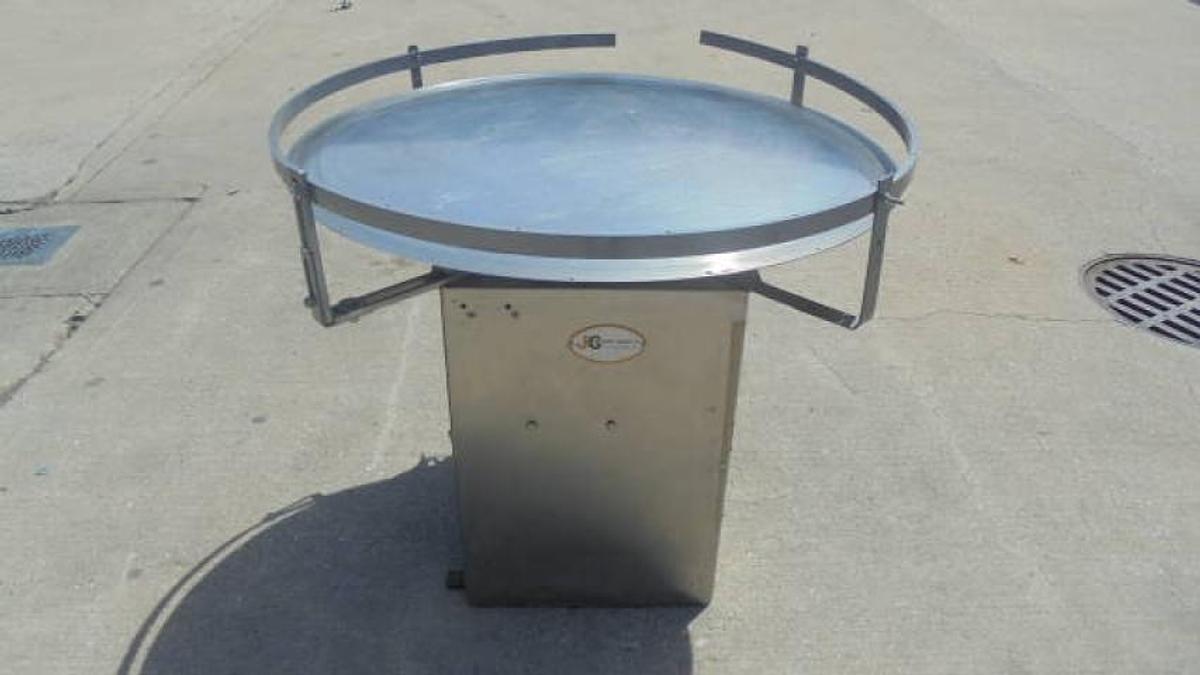 Used 36 In. Diameter J G Machine Works Unscrambling/Accumulating Table, Stainless Steel