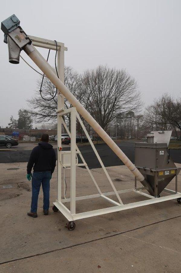 Used AIM 6 In. Diameter Inclined Flexible Screw Conveying System, Portable