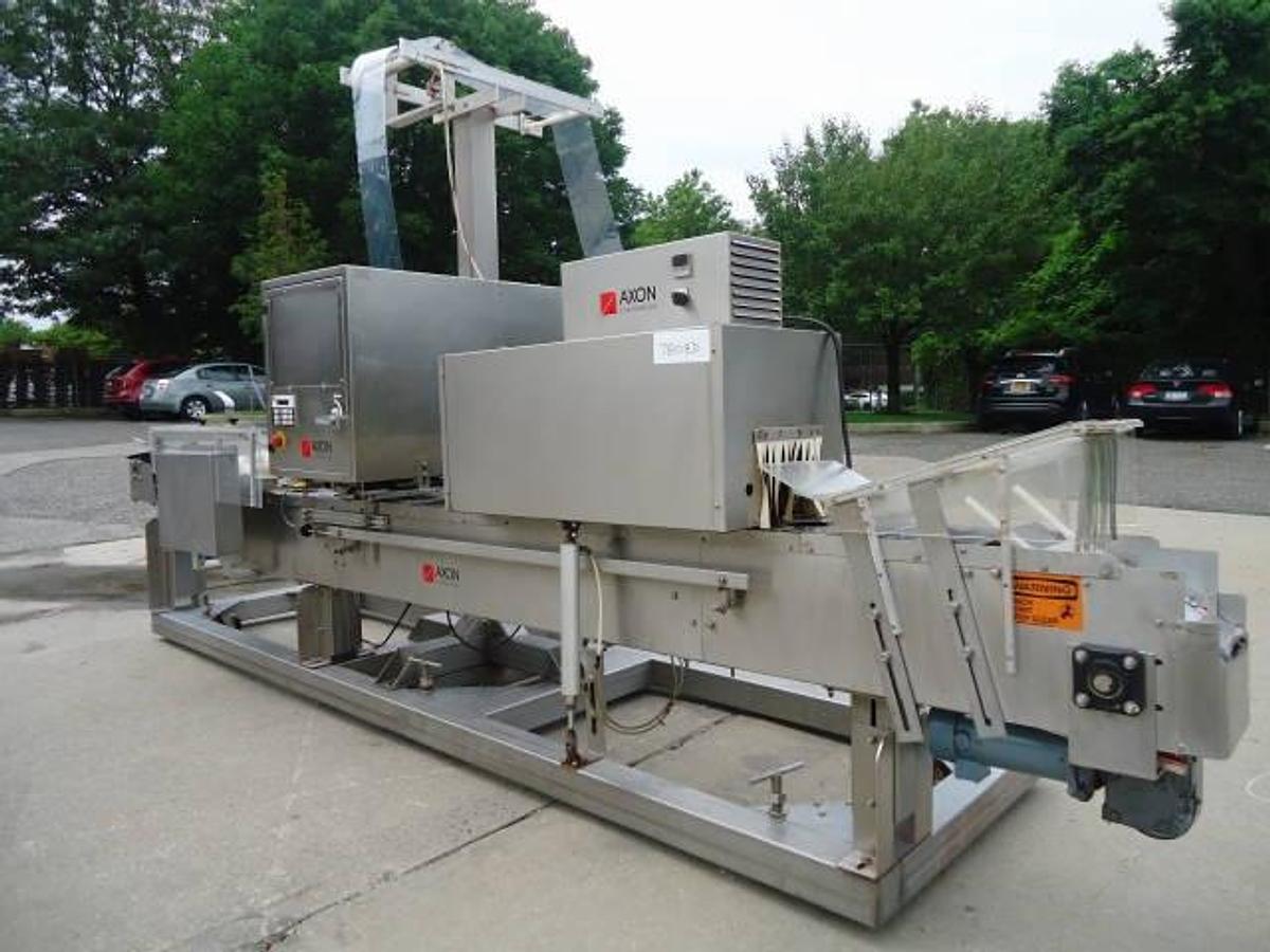 Used Axon Ez-300 Sleever/Bander With Shrink Tunnel