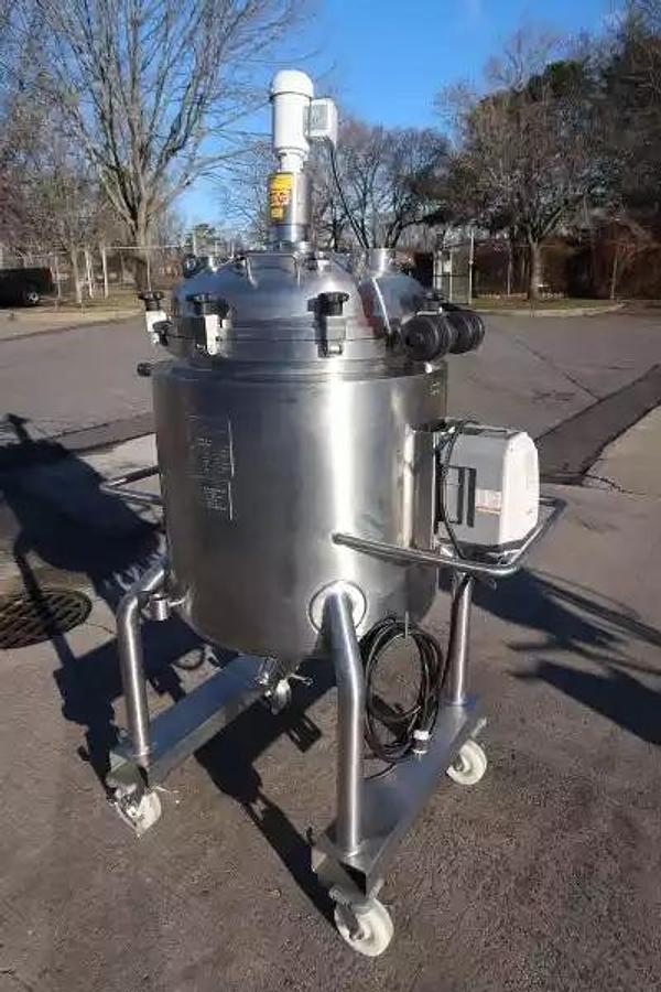 Used Allegheny Bradford 160 Liter 316 SS Sanitary Jacketed Mix Tank