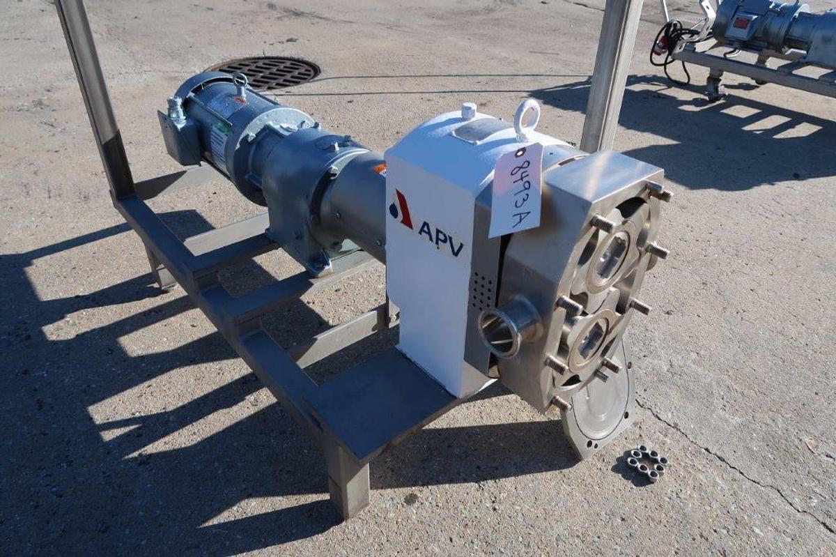 Used APV 2 In. X 2 In. Stainless Positive Displacement Pump, 5HP