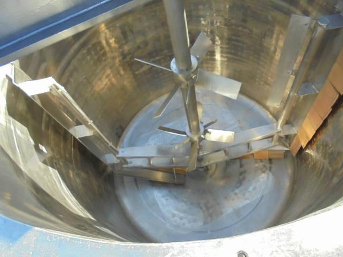 Used 1,500 Gallon 316 Stainless Dimple Jacketed Scraper Agitated tank with Secondary Agitation