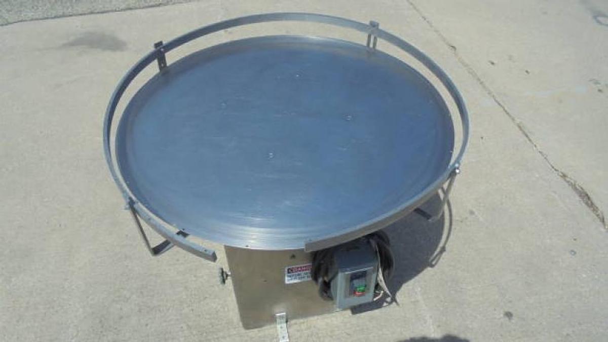 Used 36 In. Diameter J G Machine Works Unscrambling/Accumulating Table, Stainless Steel