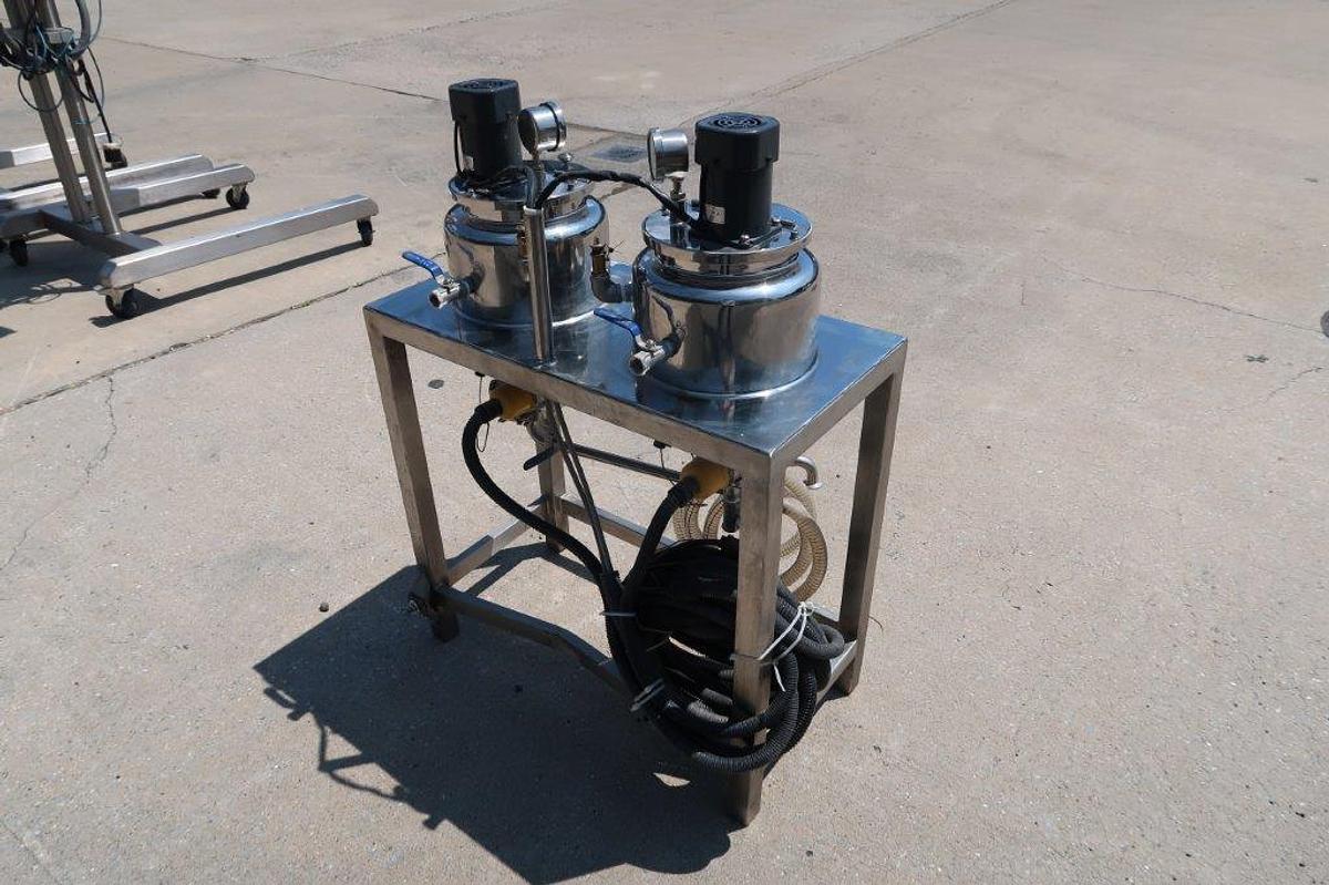 Used Battery of Two 1 Gallon SS Jacketed Mix Tanks/Kettles
